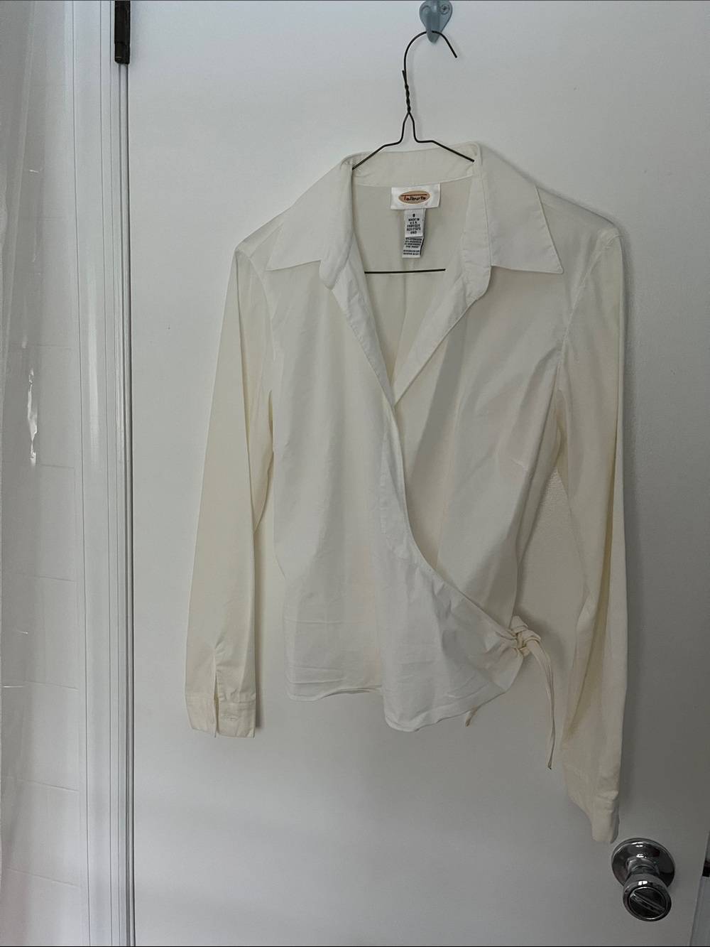 Creamy White Crossover/Wrap Shirt
